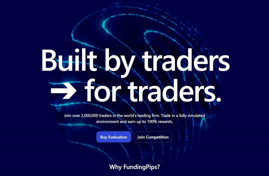 Banner reading “Built by Traders, for Traders” – FundingPips prop firm