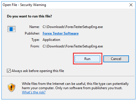 The installation of the Forex Tester: easy and safe